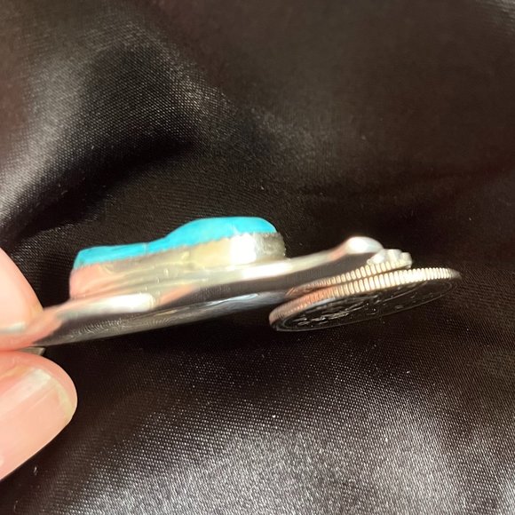 Vintage Sterling Silver Navajo blue turquoise pendant. - Picture 5 of 5